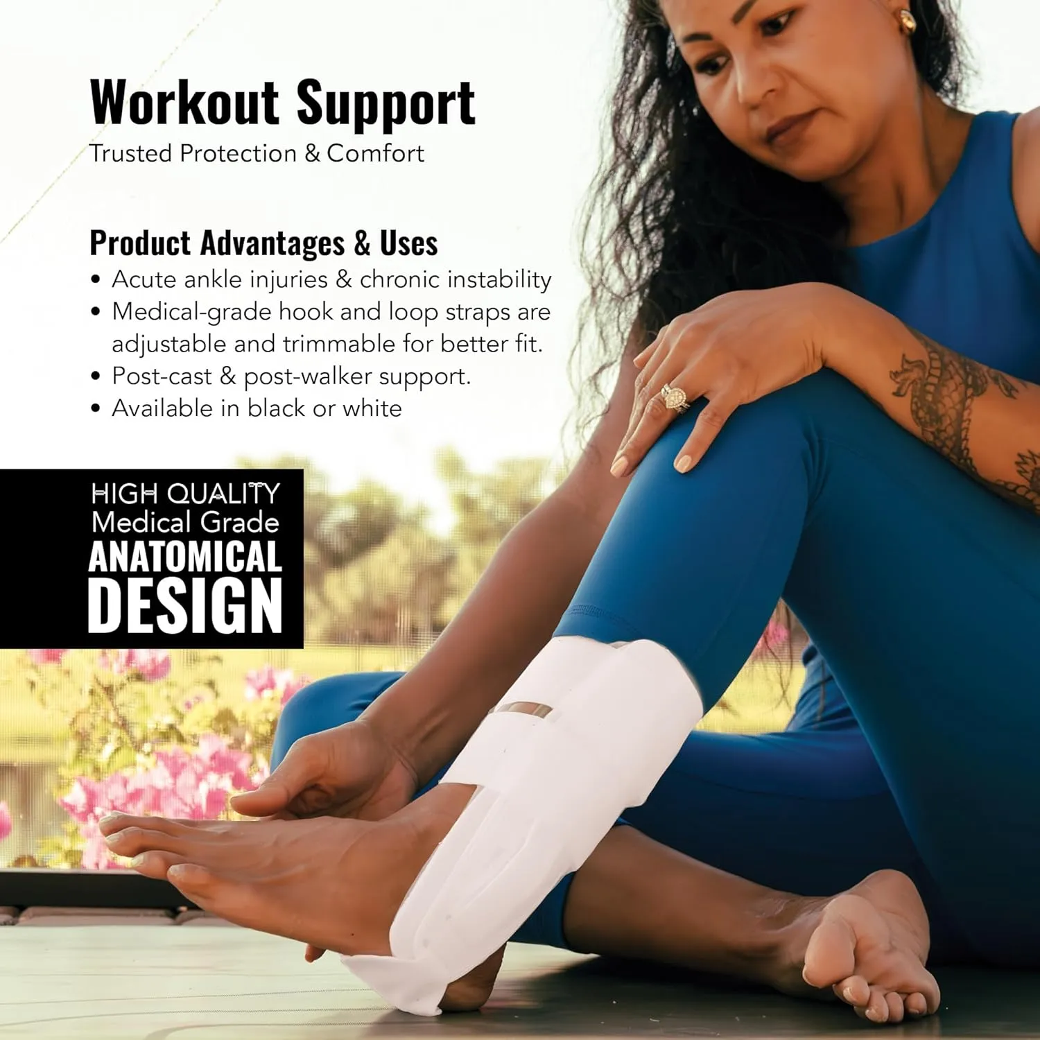 AnklePro Air Gel Stirrup Ankle Brace, Hard Core Side Stabilizer With Removable Cold Therapy Air Cushion & Gel Pad for Ankles, Ankle Brace for Women and Men, Ankle Support, Small, Black