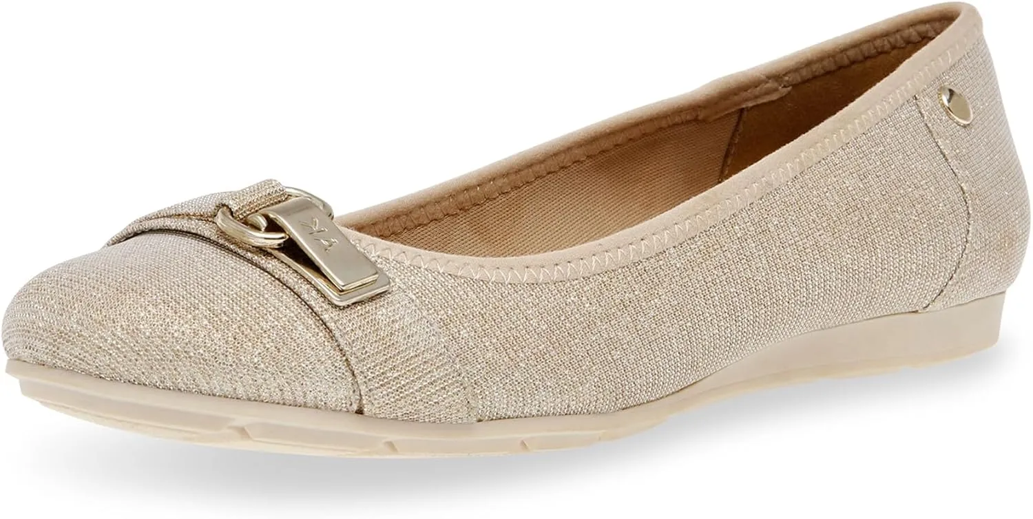 Anne Klein Women’s Able Comfortable Ballet Flat, Platinum, 7 M US