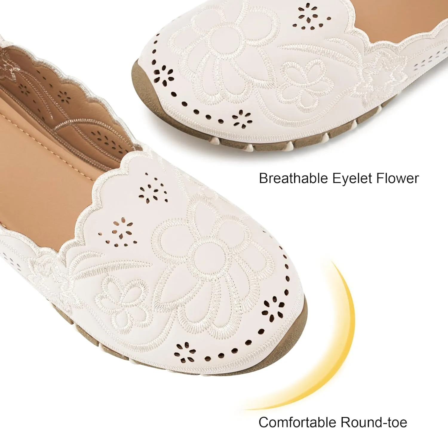 Aomigoct Flats for Women Ballet Shoes: Comfortable Round Toe Dress Womens Flats Casual Slip on Walking Shoes