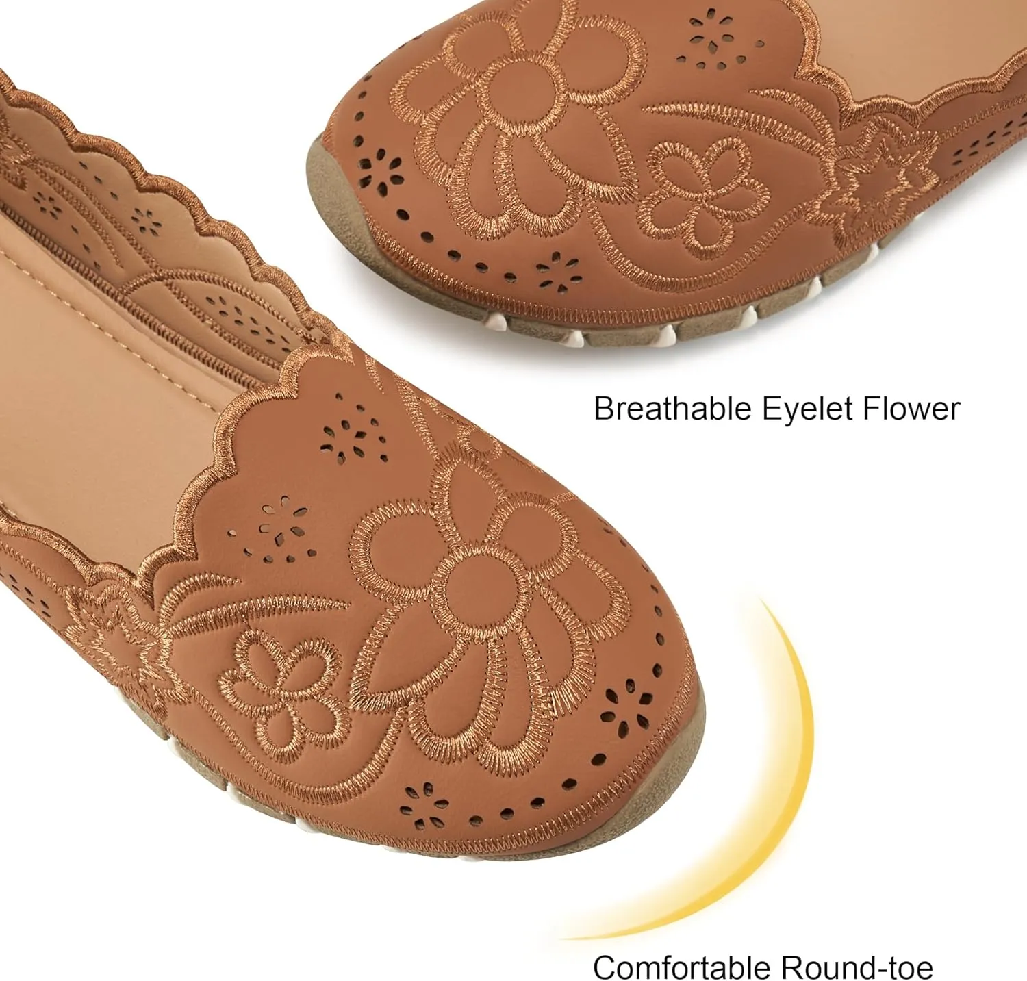 Aomigoct Flats for Women Ballet Shoes: Comfortable Round Toe Dress Womens Flats Casual Slip on Walking Shoes