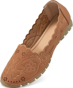 Aomigoct Flats for Women Ballet Shoes: Comfortable Round Toe Dress Womens Flats Casual Slip on Walking Shoes