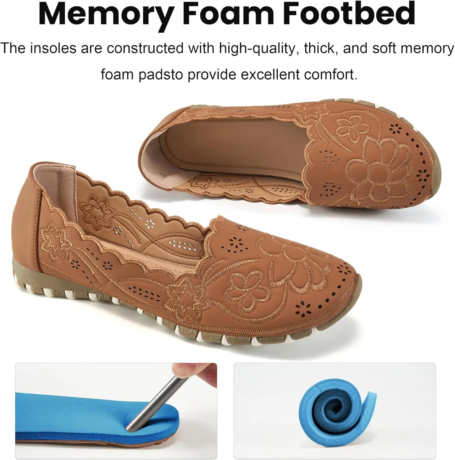 Aomigoct Flats for Women Ballet Shoes: Comfortable Round Toe Dress Womens Flats Casual Slip on Walking Shoes