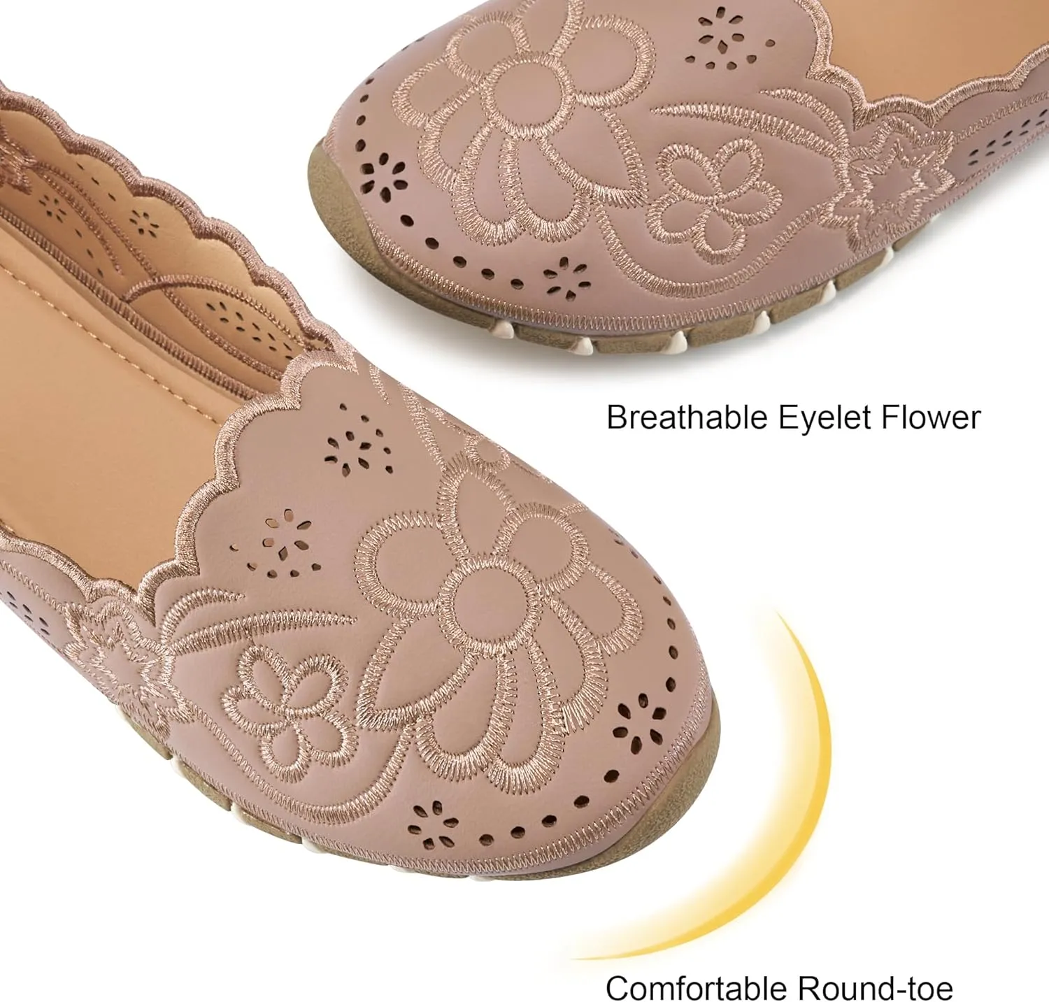 Aomigoct Flats for Women Ballet Shoes: Comfortable Round Toe Dress Womens Flats Casual Slip on Walking Shoes