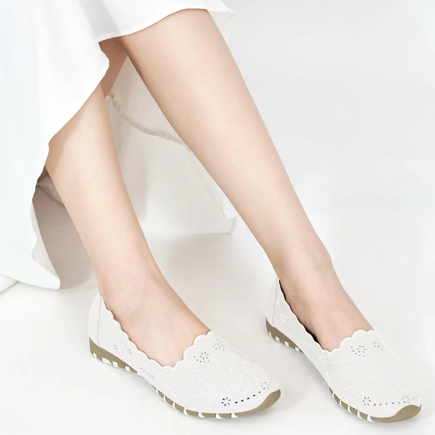 Aomigoct Flats for Women Ballet Shoes: Comfortable Round Toe Dress Womens Flats Casual Slip on Walking Shoes