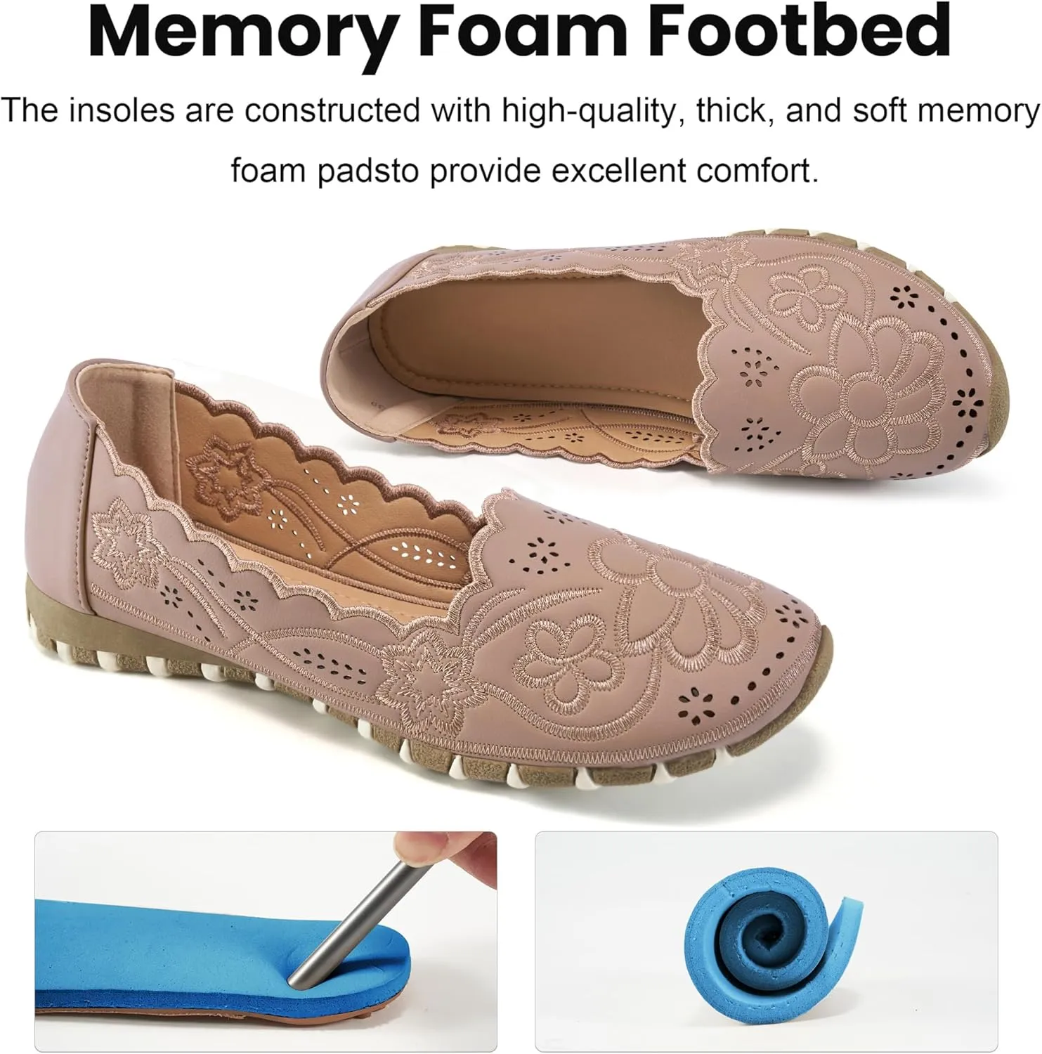 Aomigoct Flats for Women Ballet Shoes: Comfortable Round Toe Dress Womens Flats Casual Slip on Walking Shoes