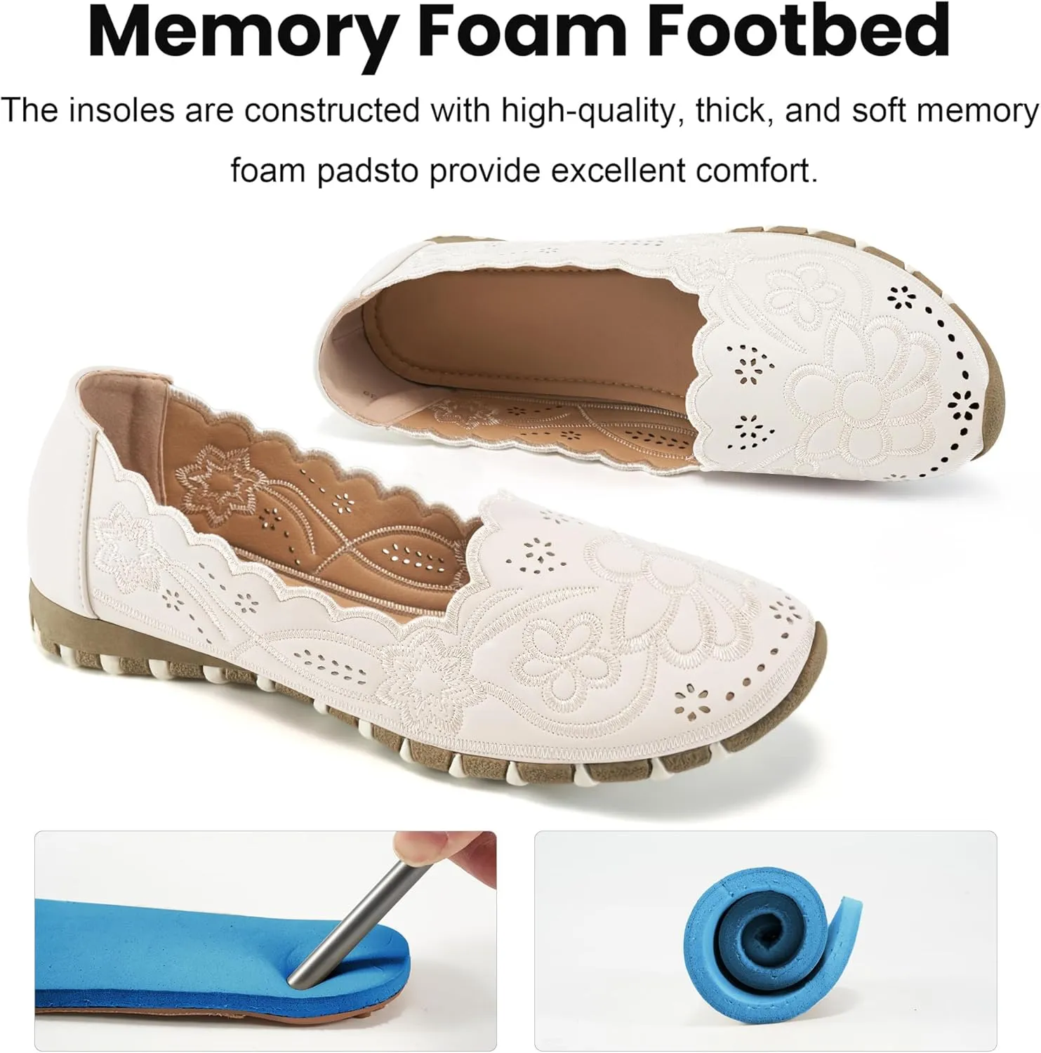 Aomigoct Flats for Women Ballet Shoes: Comfortable Round Toe Dress Womens Flats Casual Slip on Walking Shoes