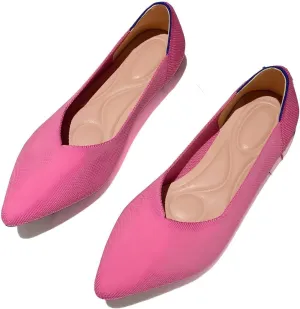 AOQUNFS Women's Ballet Flats Slip On Casual Pointed Toe Knit Flats Dressy Soft Walking Flats Shoes for Daily