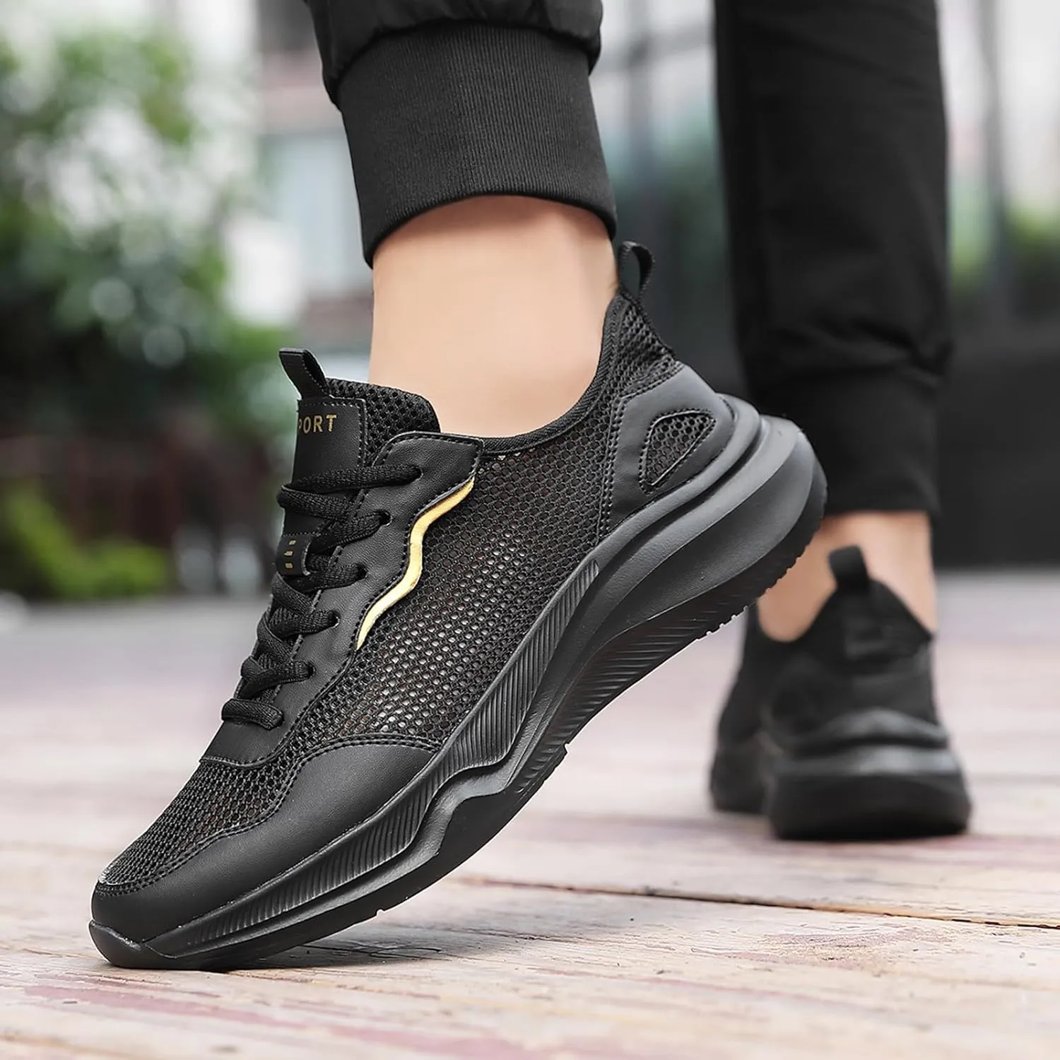 Arch Support Hiking Shoes for Men Breathable Elastic Fly Woven Mesh Sneaker Men's Lightweight Cushion Sneakers