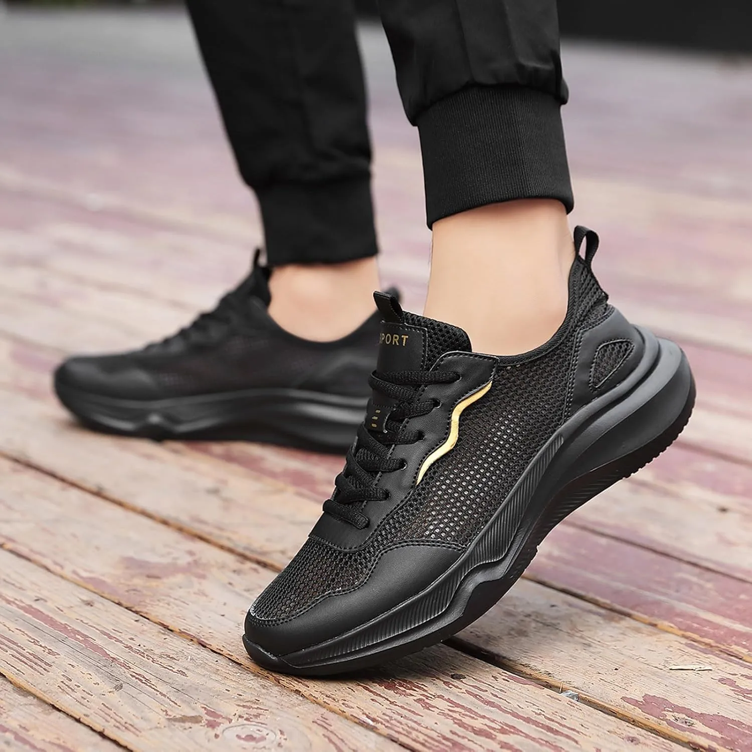 Arch Support Hiking Shoes for Men Breathable Elastic Fly Woven Mesh Sneaker Men's Lightweight Cushion Sneakers