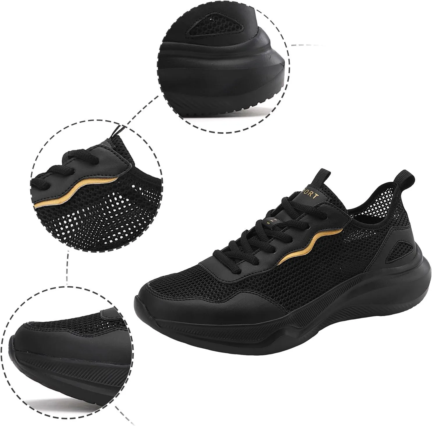 Arch Support Hiking Shoes for Men Breathable Elastic Fly Woven Mesh Sneaker Men's Lightweight Cushion Sneakers