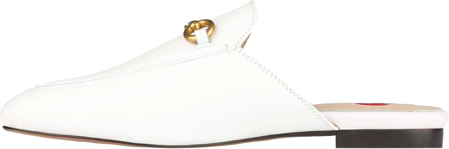 Arqa Mules for Women Almond Toe Leather Flats Slip-on Comfort Backless Loafers Buckle Mule Shoes