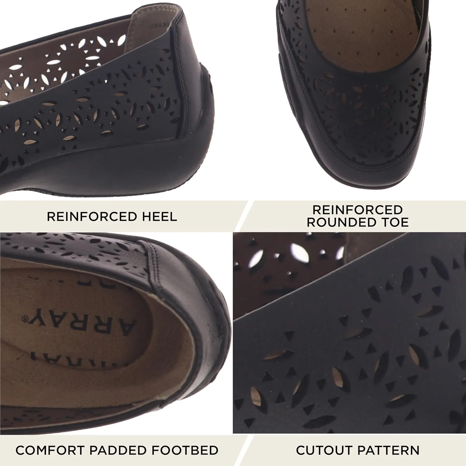 ARRAY Women's Jordan Cutout Comfort Flat with Rubber Sole