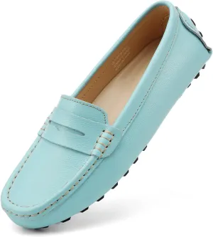 Artisure Women's Classic Comfort Leather Penny Loafers Casual Slip-Ons Lightweight Walking Flats Driving Mocs Boat Shoes