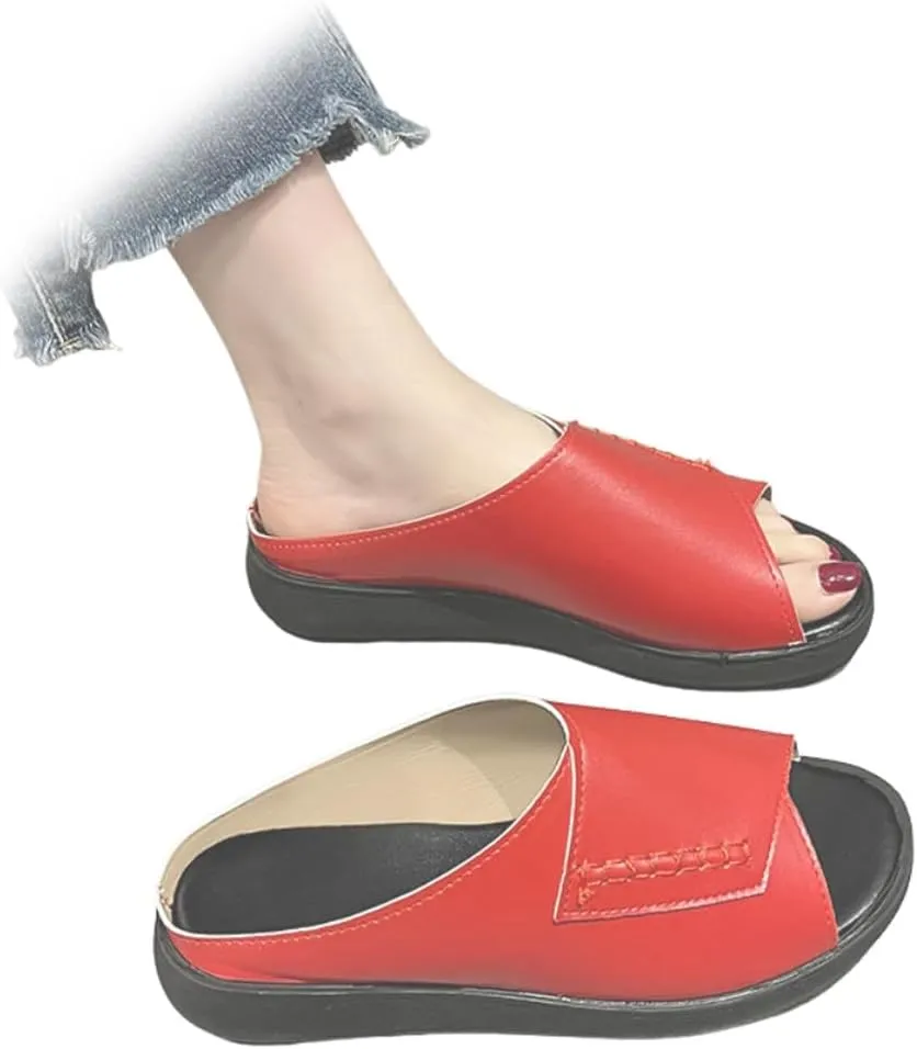 AUNTHUI Women Open Toe Platform Wedge Mule Sandals with Arch Support,Non-Slip Comfortable Summer Fish Toe Sandals Outdoor Beach Walking