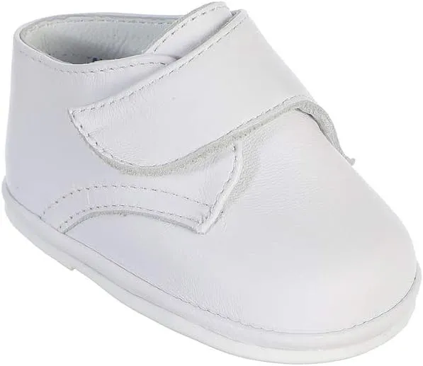 Avery Hill Boy's White Hook and Loop Fastener Strap Leather Special Occasion Shoes