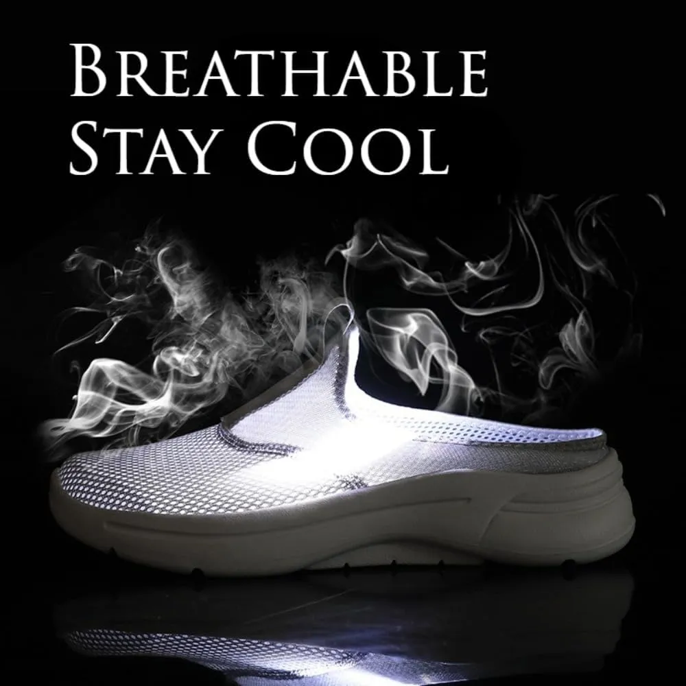 Backless Tennis Shoes for Men Wide Mule Sneakers Slip on House Slippers Platform with Arch Support Breathable Mesh Lightweight Casual Walking Slides Office Business Comfort Wear Shoes Gym Sports