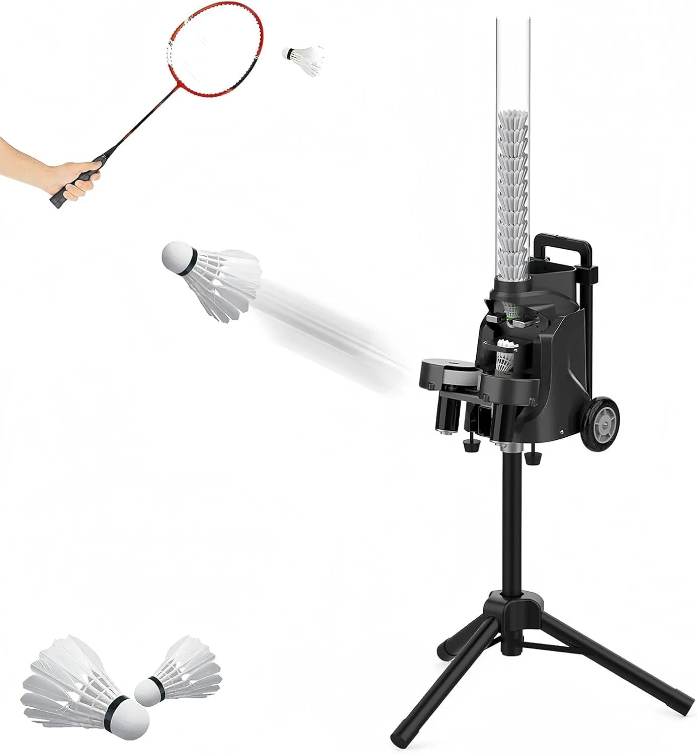Badminton Serve Machine, Smart Automatic Badminton Equipment, Professional Practice Training, Smart App Control, Portable Badminton Trainer Equipment Badminton Machine for Kids Or Beginners