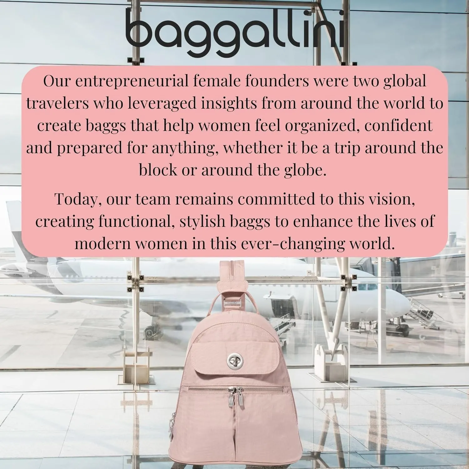 Baggallini Naples Convertible Small Daypack Sling Crossbody, Ballet Pink