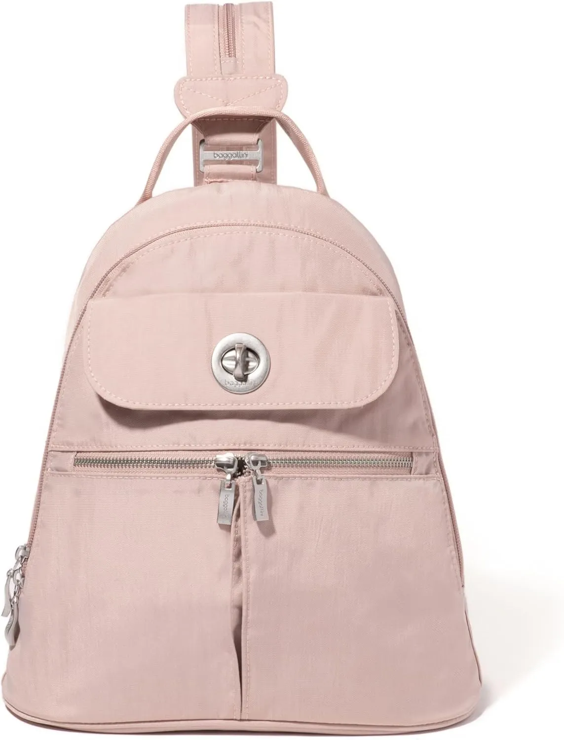 Baggallini Naples Convertible Small Daypack Sling Crossbody, Ballet Pink