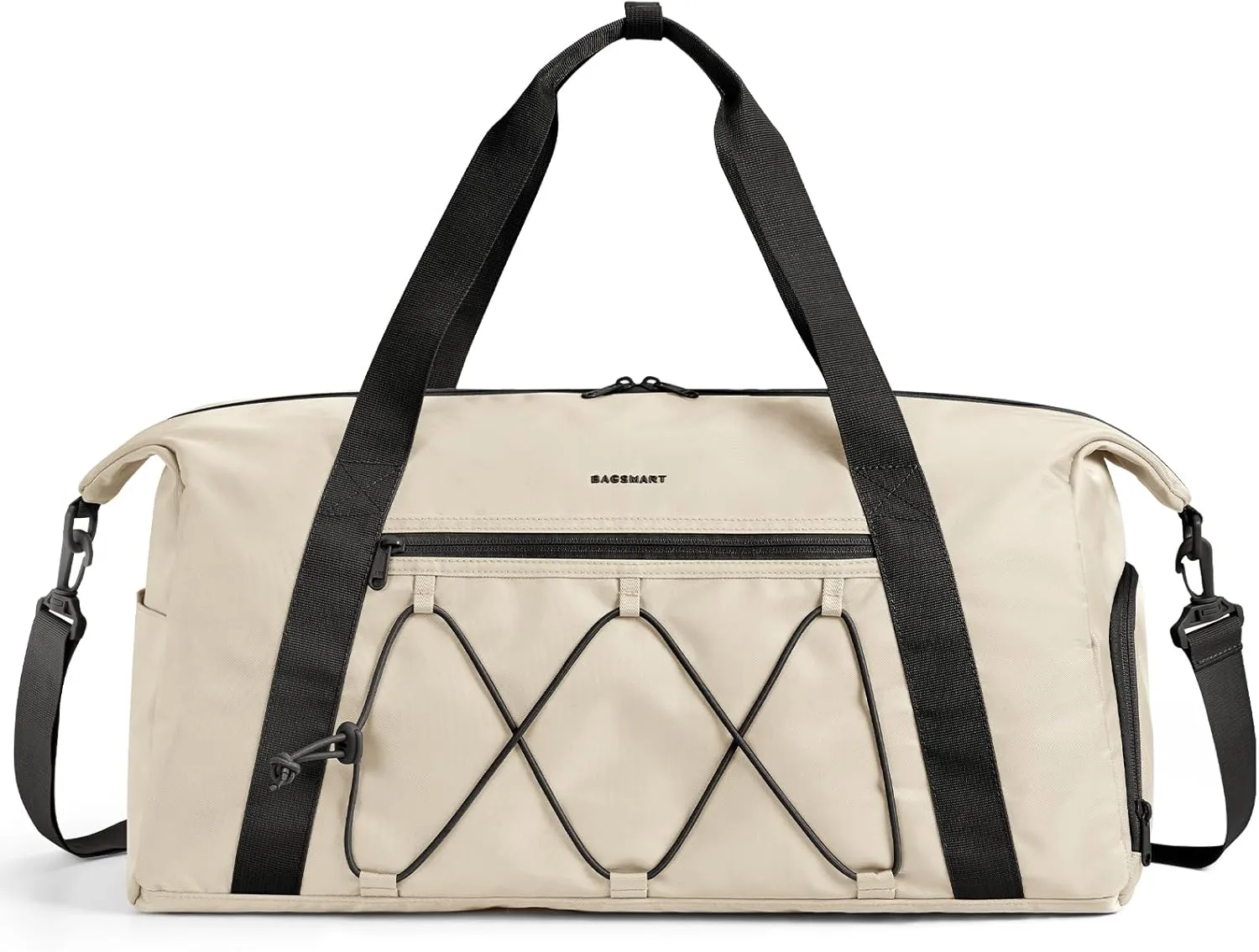 BAGSMART Gym Bag With Shoe Compartment & Wet Pocket, Lightweight Sports Travel Duffel Bag, Carry On Bag Weekender Overnight Bag, Water Resistant Sports Gym Tote Bags Swimming Yoga, Khaki