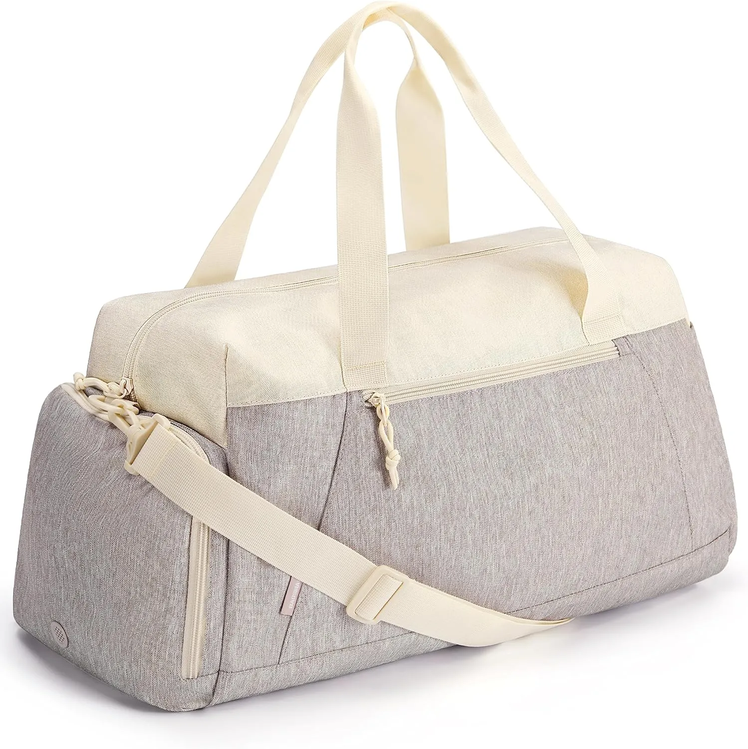 BAGSMART Gym Bags for Men Women, 40L Foldable Travel Duffle Bag, Lightweight Weekender Duffel Bag With Shoe Compartment, Water Resistant Workout Duffle Sports Bag for Travel Yoga, Beige