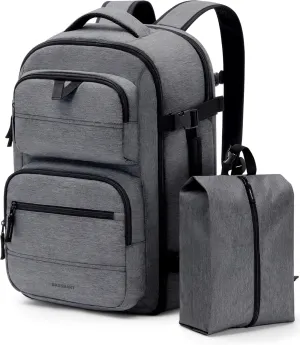 BAGSMART Travel Backpack for Women Men, 40L Flight Approved Carry on Backpack with Shoe Bag, TSA Large Personal Item Backpack with 17 Inch Laptop Compartment, Weekender Suitcase for Travel, Grey