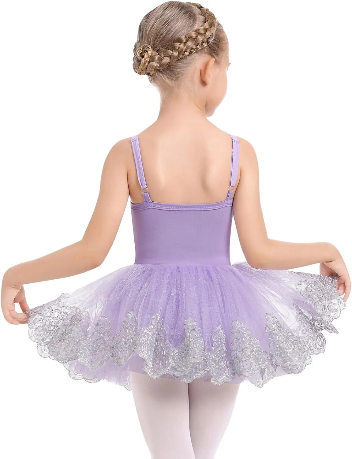 Ballerina Dress Ballet Leotards for Girl Shiny Sequins Flower Ballerina Tutu Floral Lace Dance Leotards Tulle Skirt