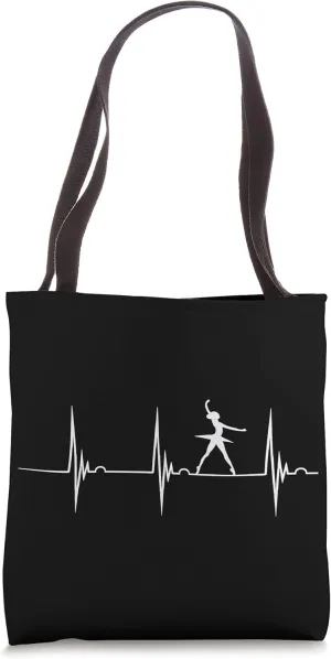 Ballerina Heartbeat EKG Pulse Ballet Dancing Artistic Dancer Tote Bag
