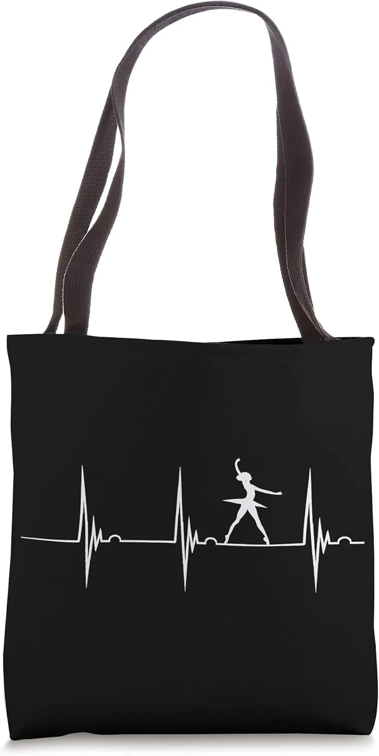 Ballerina Heartbeat EKG Pulse Ballet Dancing Artistic Dancer Tote Bag