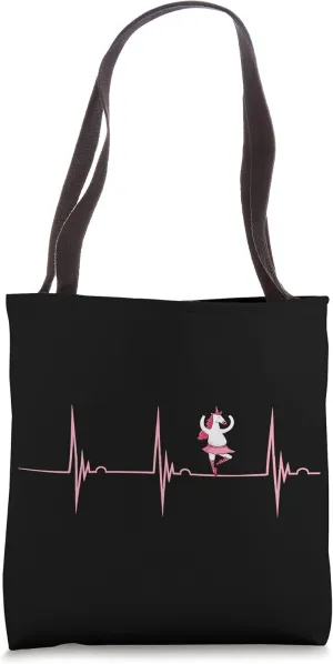 Ballerina Unicorn Heartbeat EKG Pulse Artistic Ballet Dancer Tote Bag