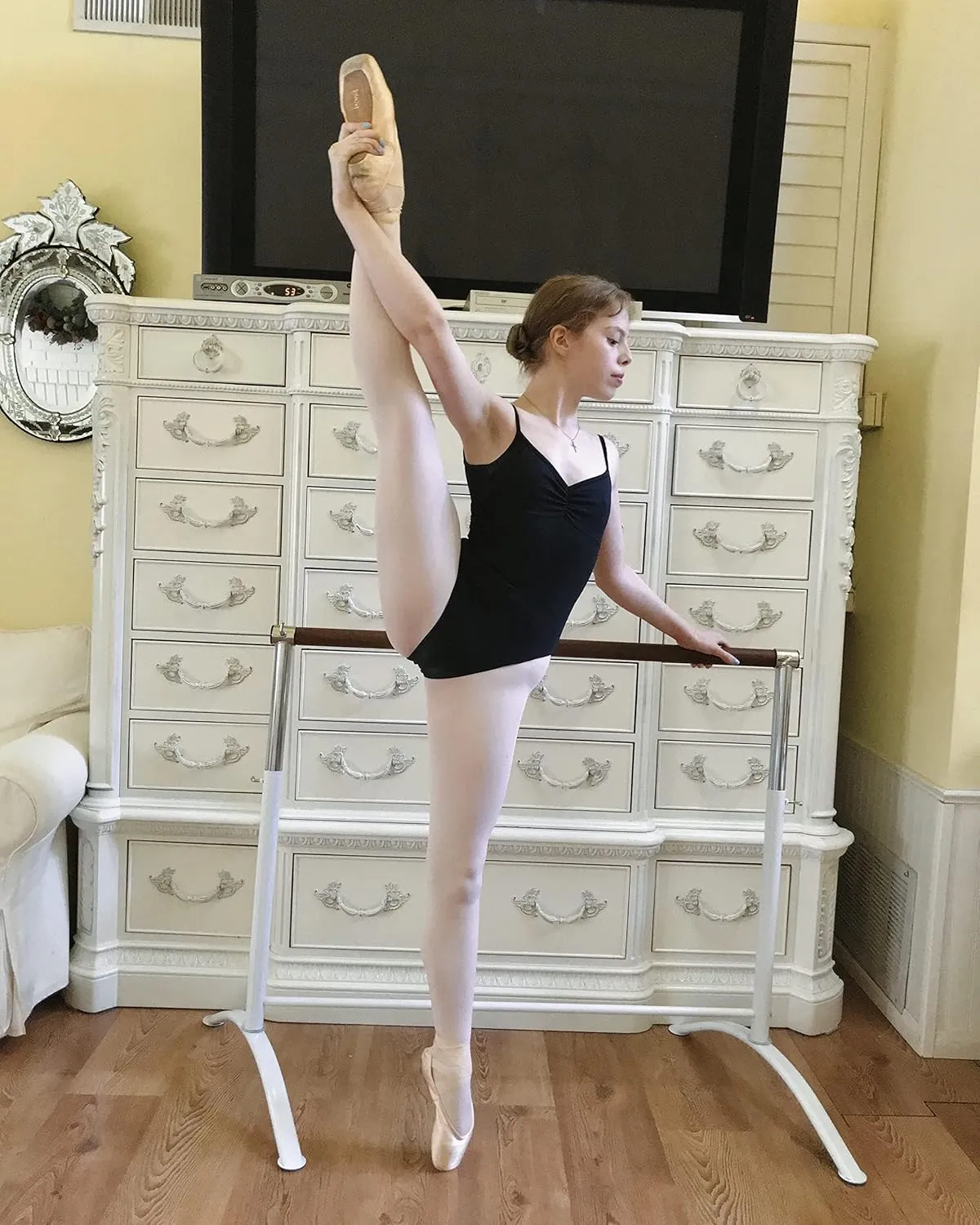 Ballet Barre Portable for Home or Studio, Height Adjustable Bar for Stretch, Pilates, Dance or Active Workouts, Single or Double Bar, Kids and Adults