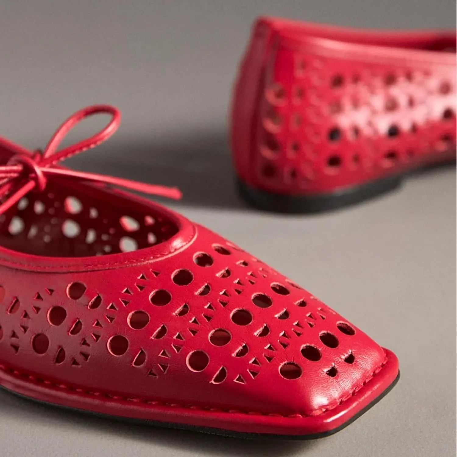 Ballet Flats for Women Lace Up Bow Square Toe Mary Janes Cute Ballerina Shoes Slip On Comfortable Elegant Dress Shoes