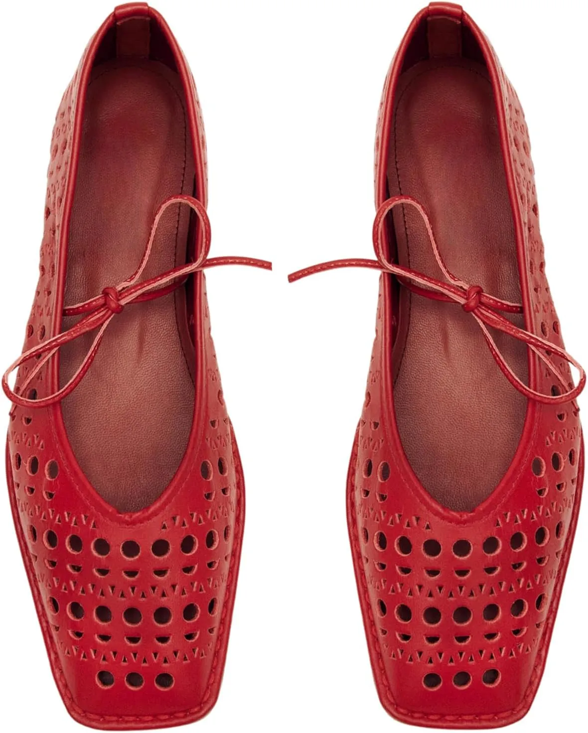 Ballet Flats for Women Lace Up Bow Square Toe Mary Janes Cute Ballerina Shoes Slip On Comfortable Elegant Dress Shoes
