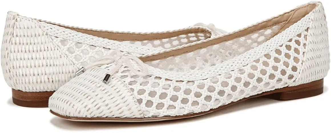 Ballet Flats Shoes for Women Fashionable Raffia Mary Jane Flats Comfortable Pull-on Breathable Bow Design