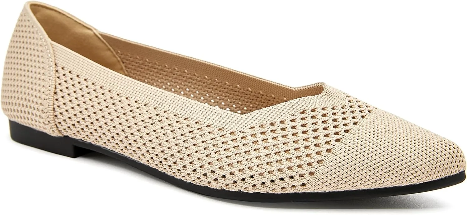 Ballet Flats Shoes for Women Knit Mesh Flats Shoes Womens Dressy Comfortable Pointed Toe Washable Slip On Flat