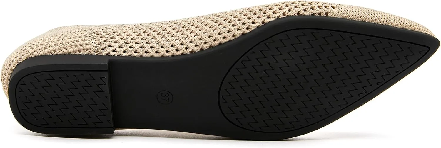Ballet Flats Shoes for Women Knit Mesh Flats Shoes Womens Dressy Comfortable Pointed Toe Washable Slip On Flat