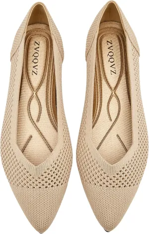 Ballet Flats Shoes for Women Knit Mesh Flats Shoes Womens Dressy Comfortable Pointed Toe Washable Slip On Flat