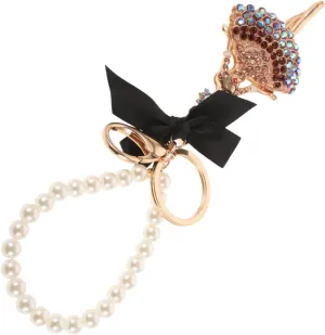 Ballet Girl Keychain with Rhinestones and Pearl Fashionable Keychain Pendant for Women Stylish Accessory for Handbags and Backpacks Charming Daily Use Ornament
