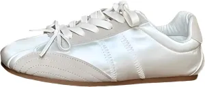 Ballet Sneakers for Woman Leather Satin Lace Up Soft Elegant Ballerina Flats Fancy Trendy Ballet Shoes with Cute Bowknot 2025 Spring Summer Casual Daily Outwear