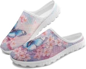 Binienty Women's Arch Support Round Toe Garden Clogs Slip On Breathable Mule Sneakers Wide Width Homen Slippers for Indoor Outdoor