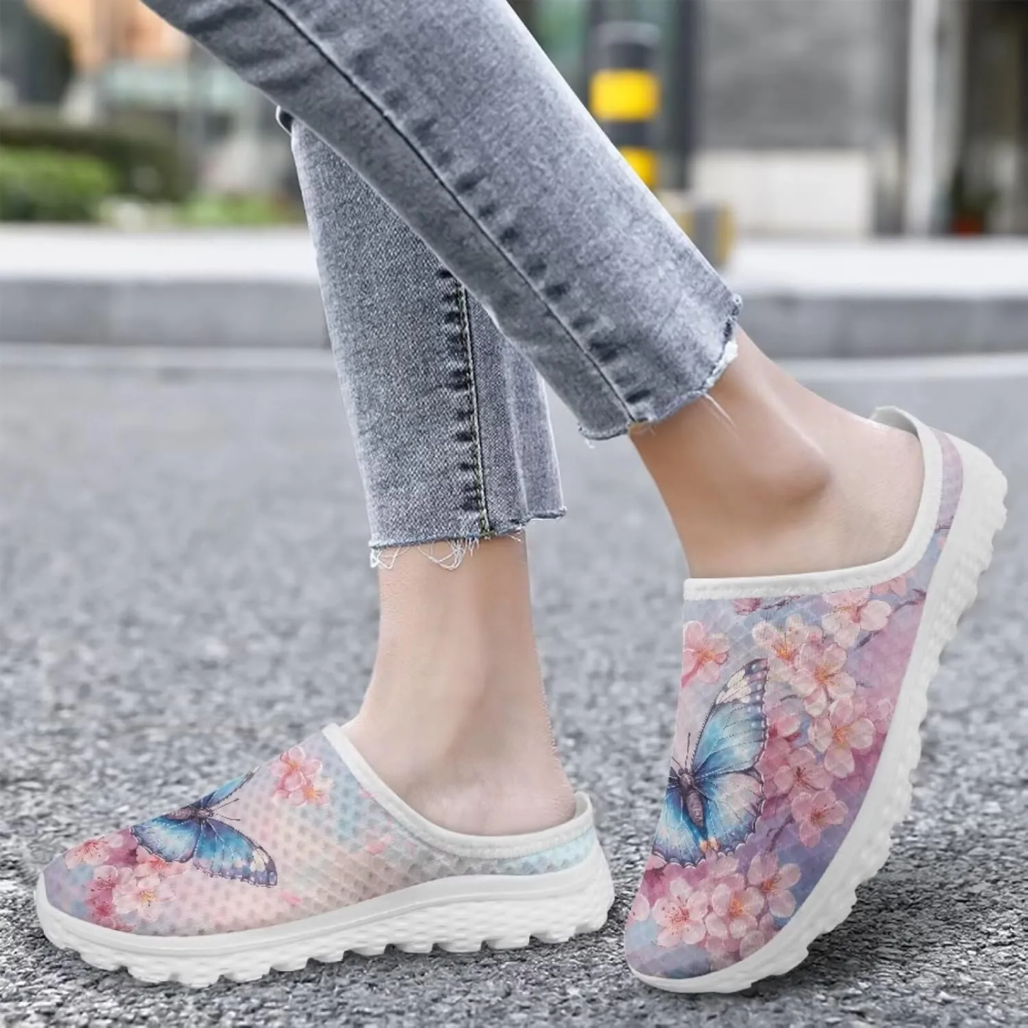 Binienty Women's Arch Support Round Toe Garden Clogs Slip On Breathable Mule Sneakers Wide Width Homen Slippers for Indoor Outdoor