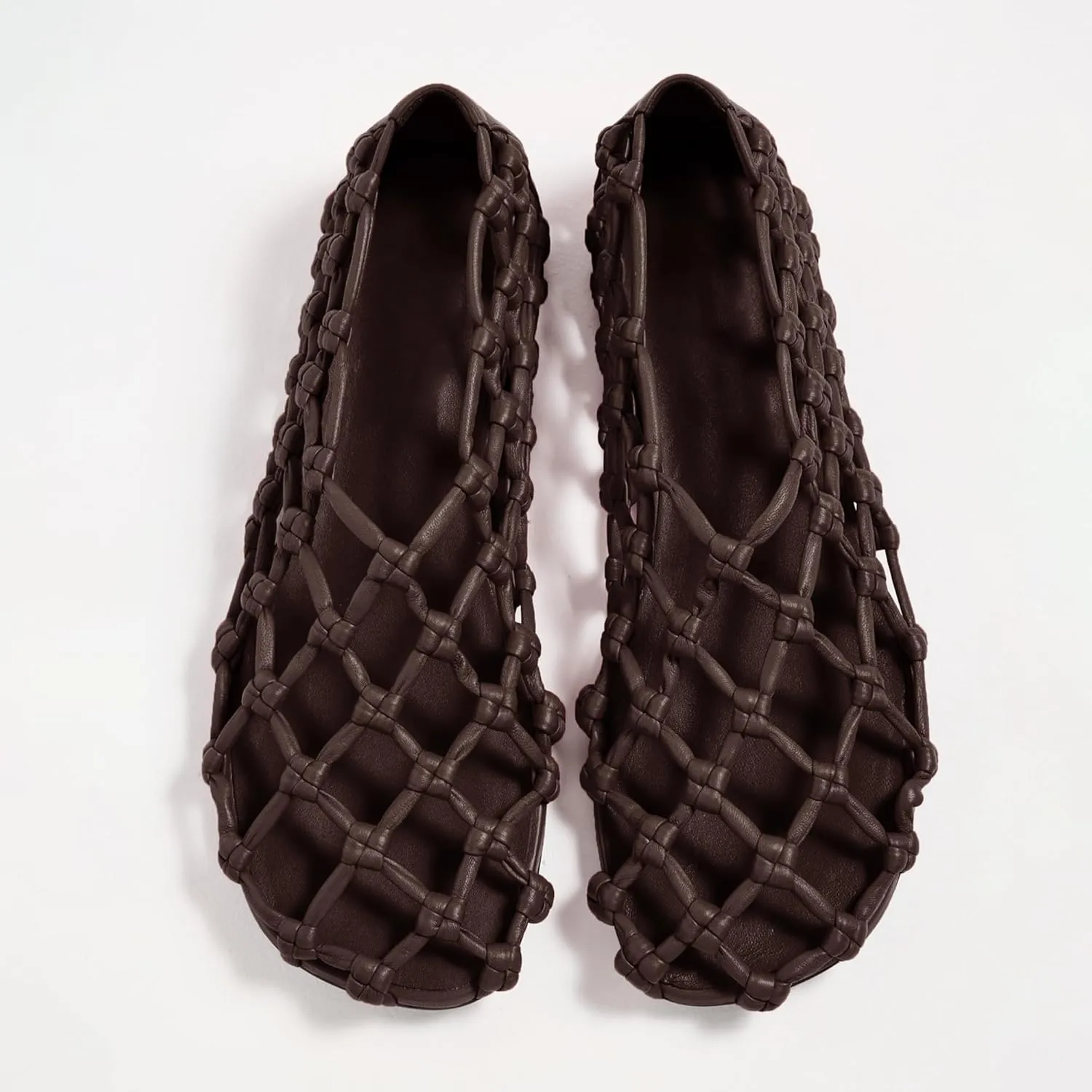 Black Jelly Mesh Ballet Flats for Women Woven Hollow Beach Ballerina Flats Comfortable Casual Slip on Mary Jane Flats