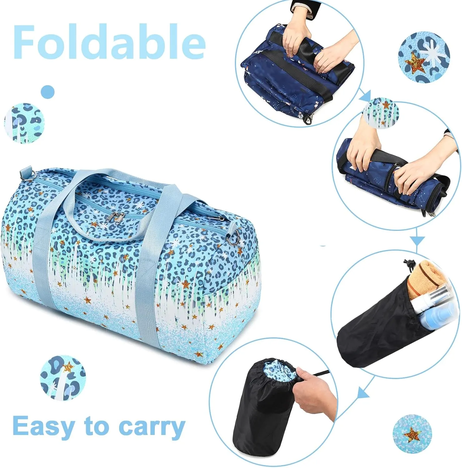 BLUBOON Duffle Bag Girls Kids Cute Gym Bag with Shoes Compartment & Wet Separation Waterproof Sports Overnight Travel Bag