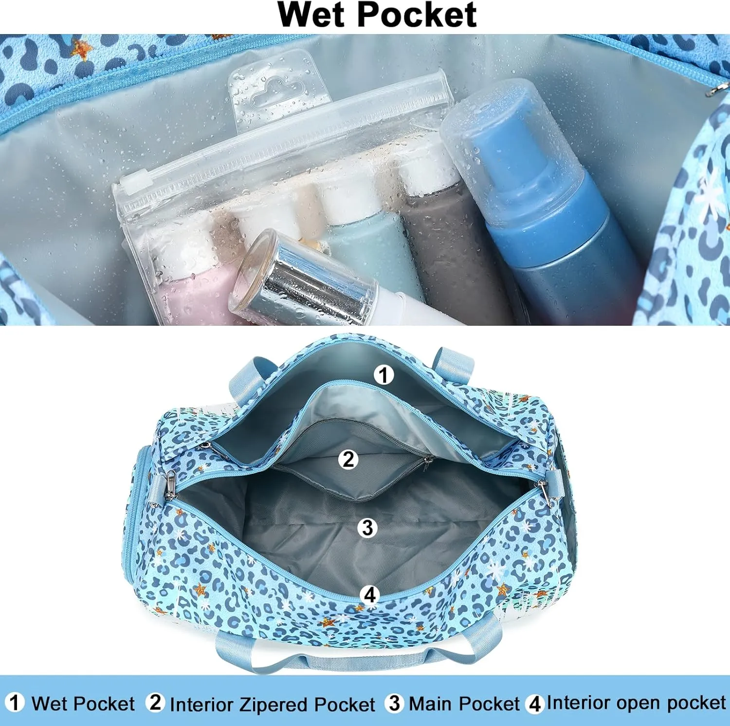 BLUBOON Duffle Bag Girls Kids Cute Gym Bag with Shoes Compartment & Wet Separation Waterproof Sports Overnight Travel Bag