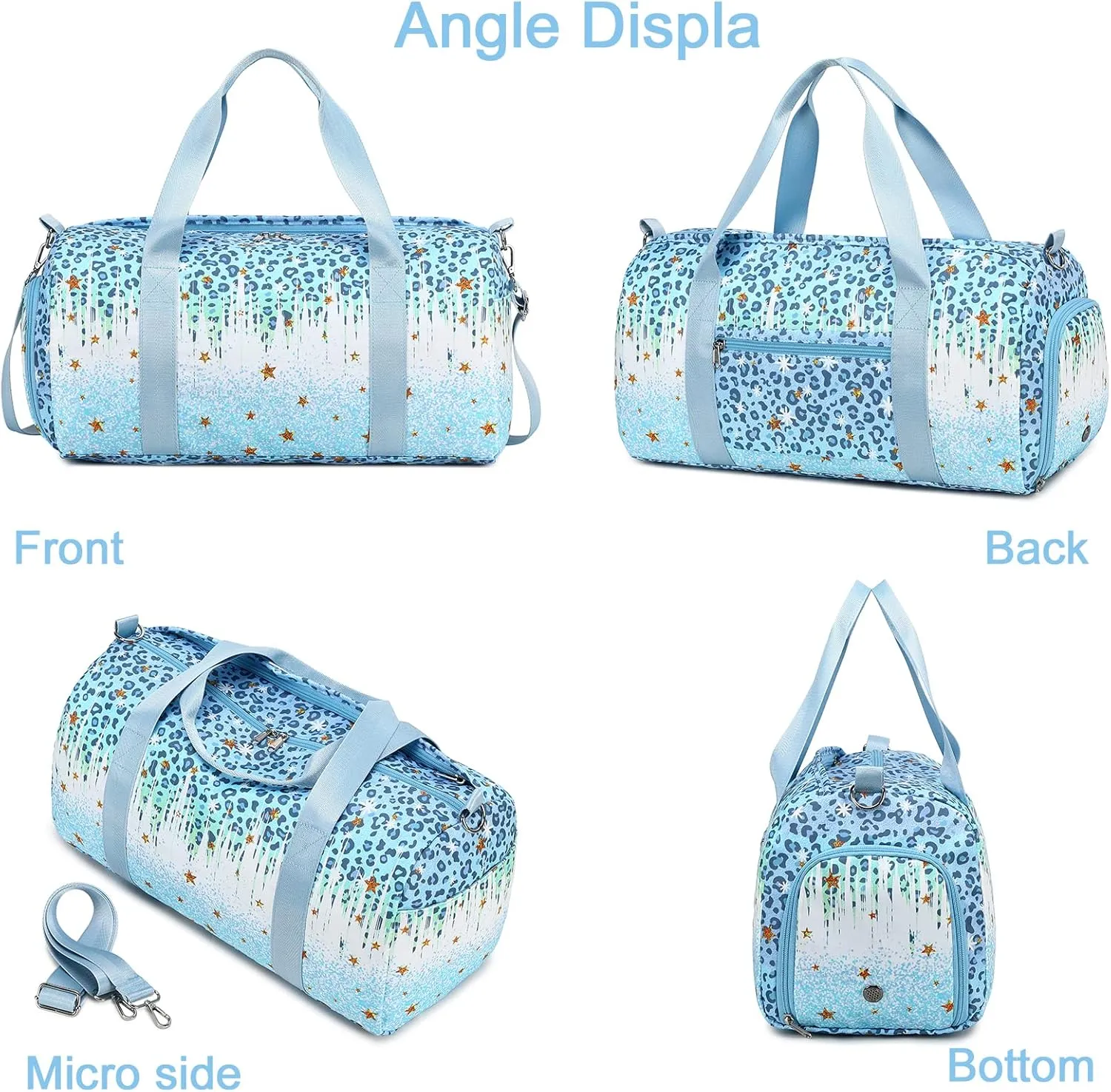 BLUBOON Duffle Bag Girls Kids Cute Gym Bag with Shoes Compartment & Wet Separation Waterproof Sports Overnight Travel Bag