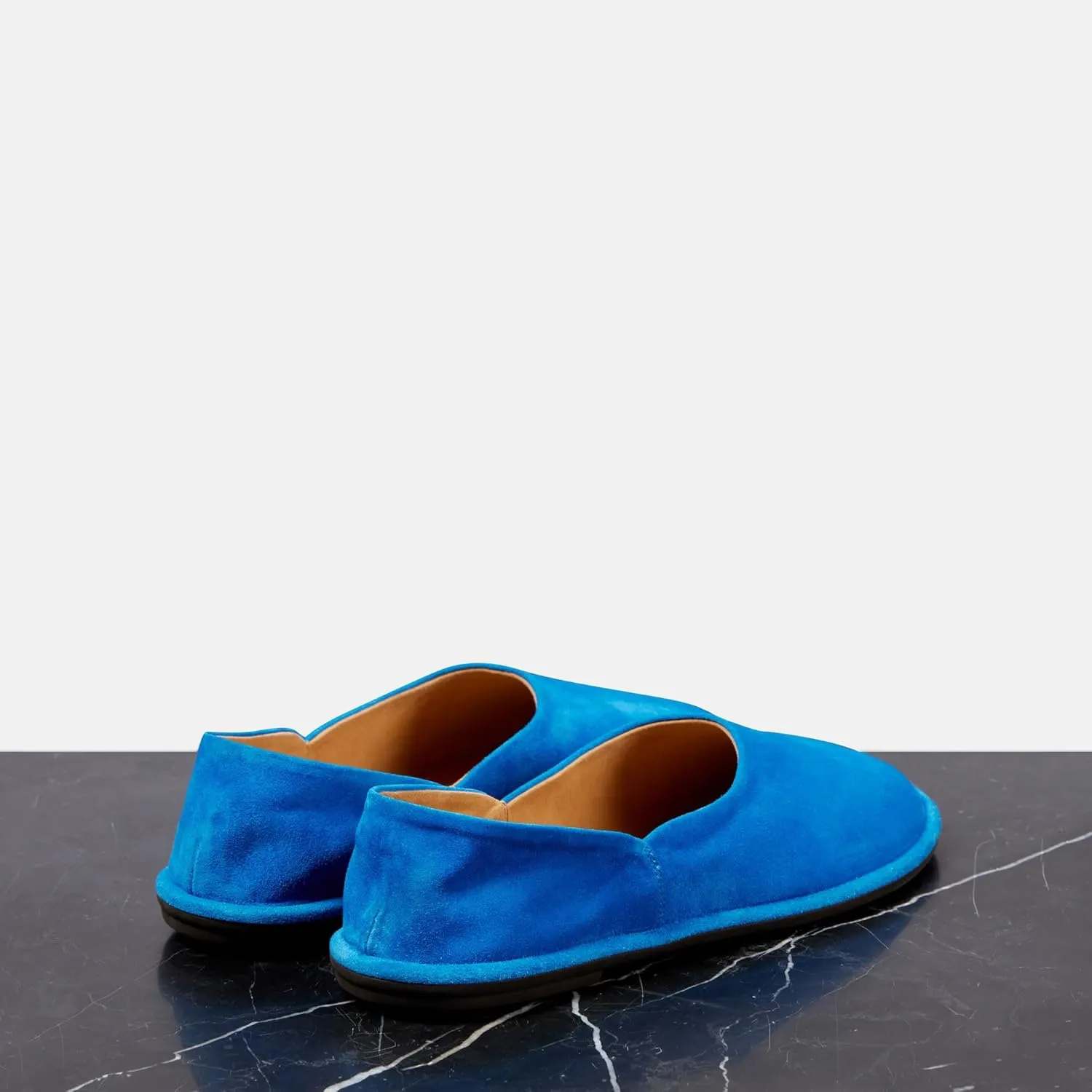 Blue Suede Ballet Flats for Women Cute Round Toe Slip On Mary Jane Flats Casual Comfortable Ballerina Shoes