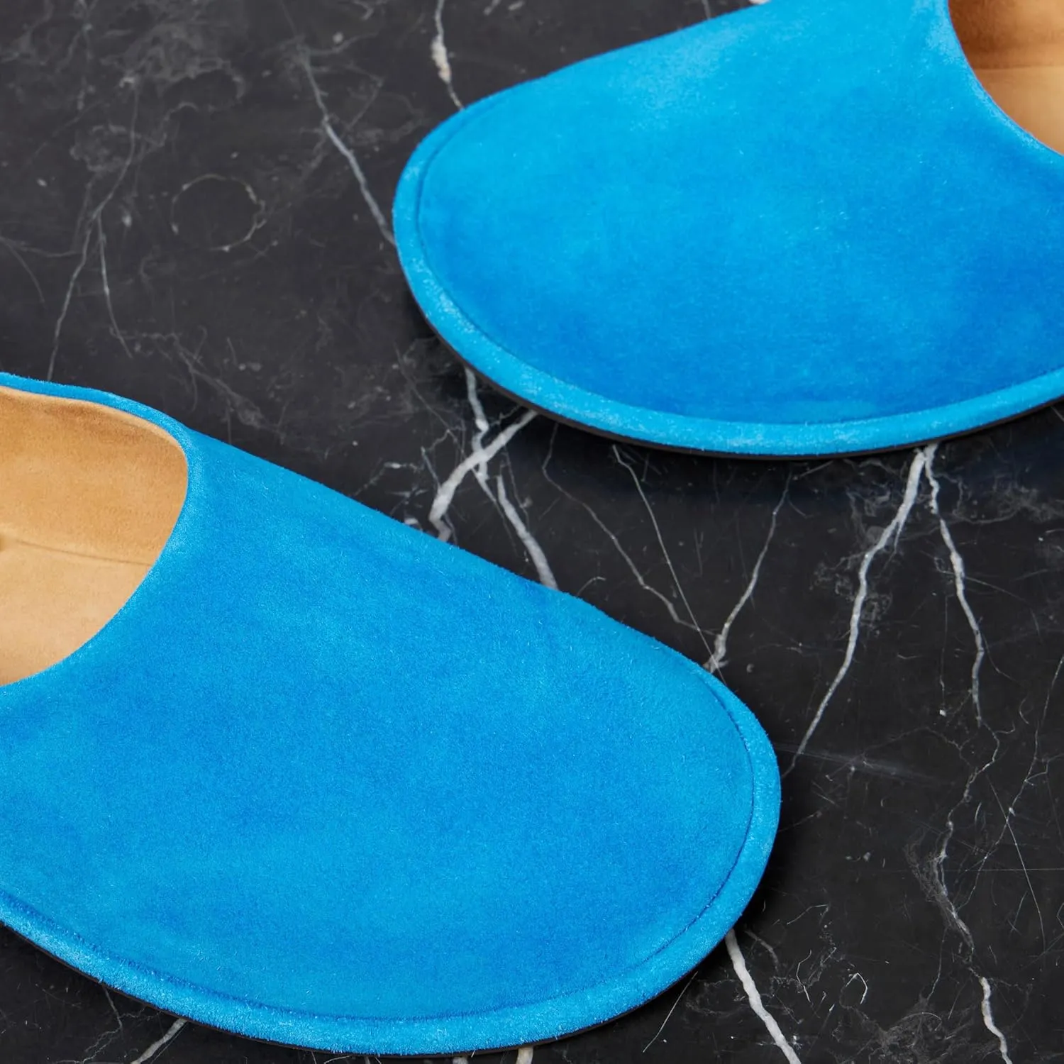 Blue Suede Ballet Flats for Women Cute Round Toe Slip On Mary Jane Flats Casual Comfortable Ballerina Shoes