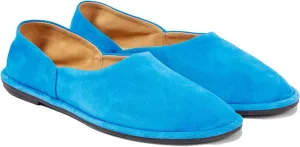 Blue Suede Ballet Flats for Women Cute Round Toe Slip On Mary Jane Flats Casual Comfortable Ballerina Shoes