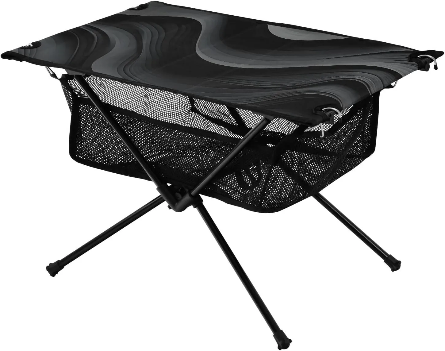 Bolaz Outdoor Folding Portable Picnic Camping Table-Black Ripple,Storage Mesh for Camping Gear Accessories, Hiking, Mountaineering, Outdoor Travel