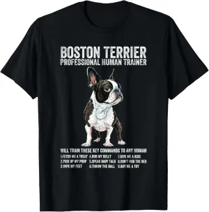 Boston Terrier Black Professional Human Trainer Boston Dog T-Shirt